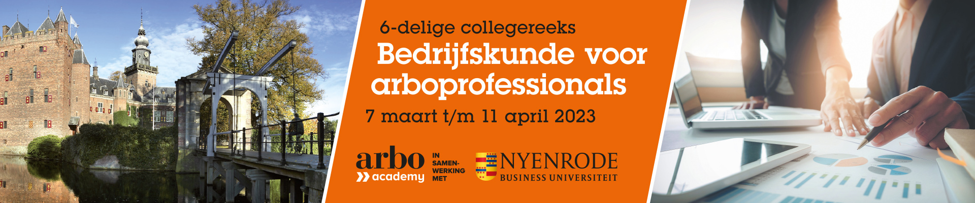 Bedrijfskunde voor arboprofessionals op 7, 14, 21 en 28 maart en 4 en 11 april 2023 